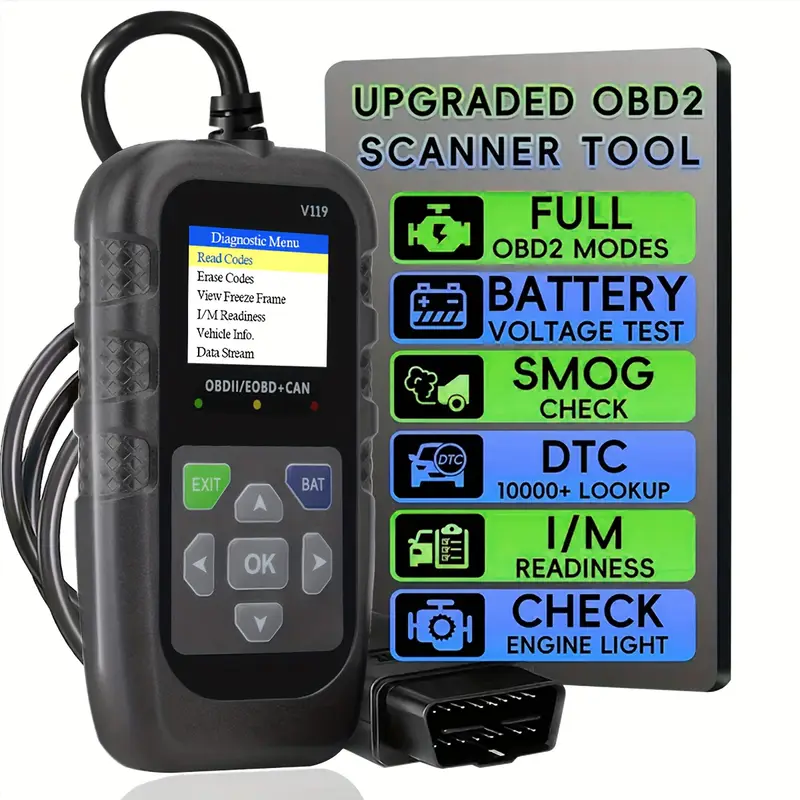Power Supply Tester - Escáner OBD2 V119, lector de códigos,
