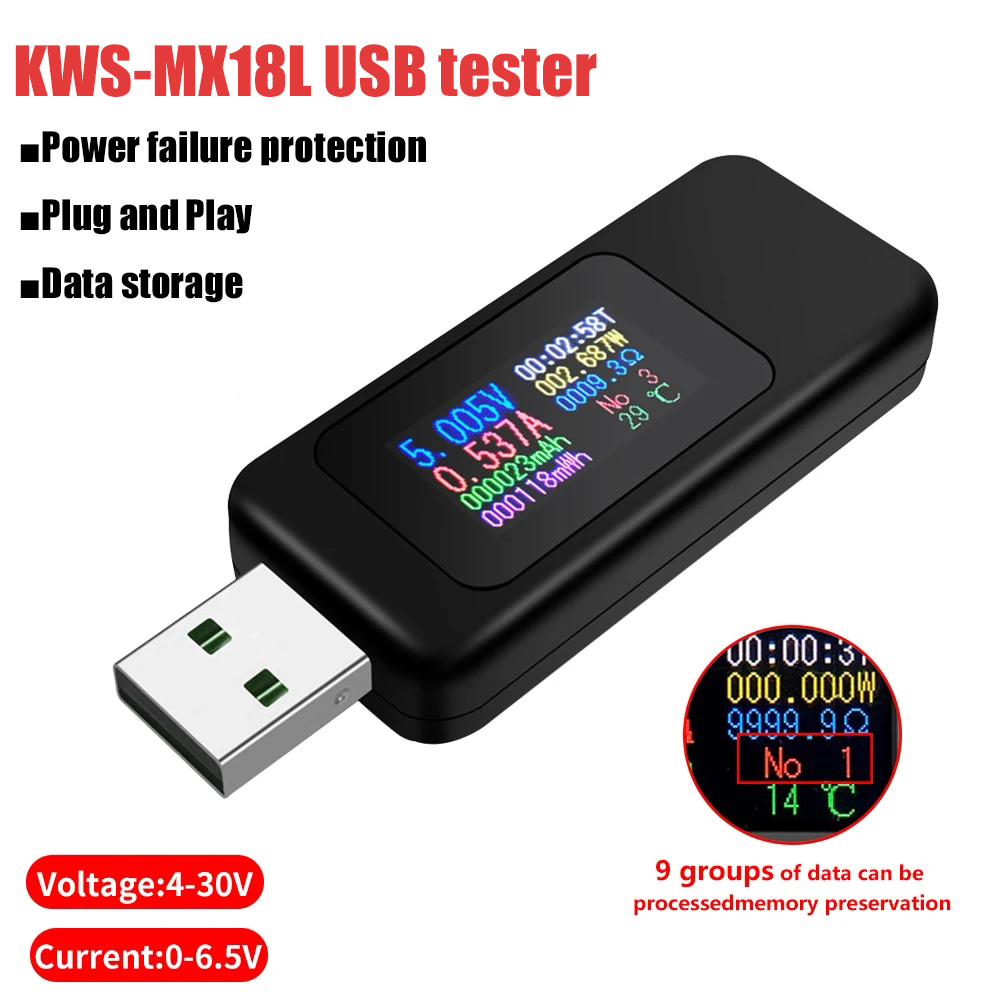 Power Supply Tester - Probador USB 10 en 1, voltímetro